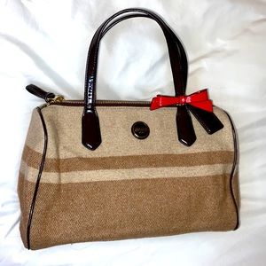 Wool and patent purse